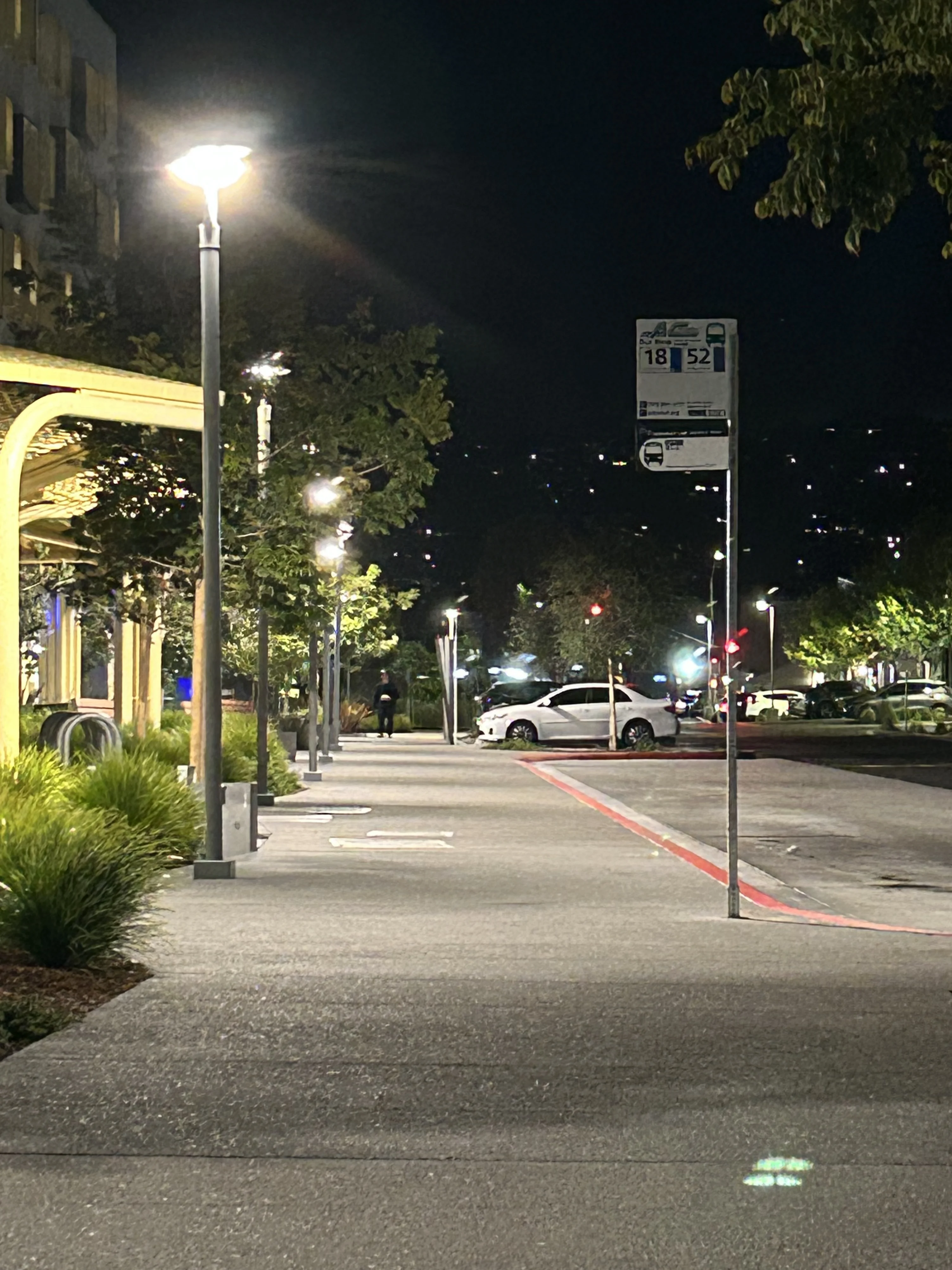 Telephoto view down street