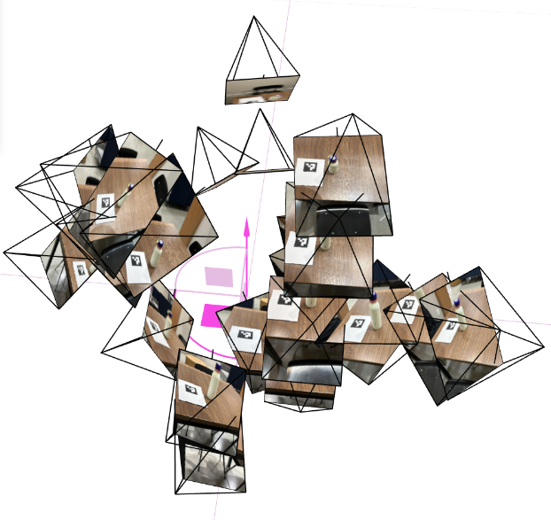 Viser visualization of camera frustums – view 1