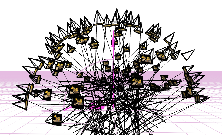 Visualization of cameras, rays, and samples in Viser