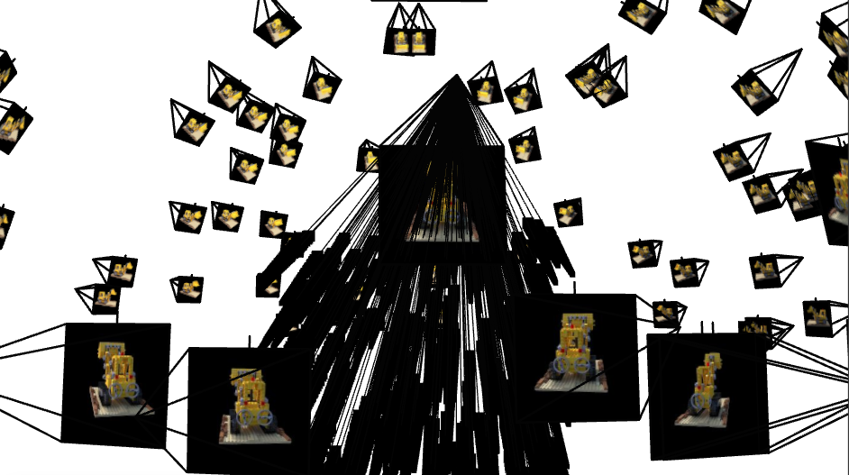 Visualization of cameras, rays, and samples in Viser